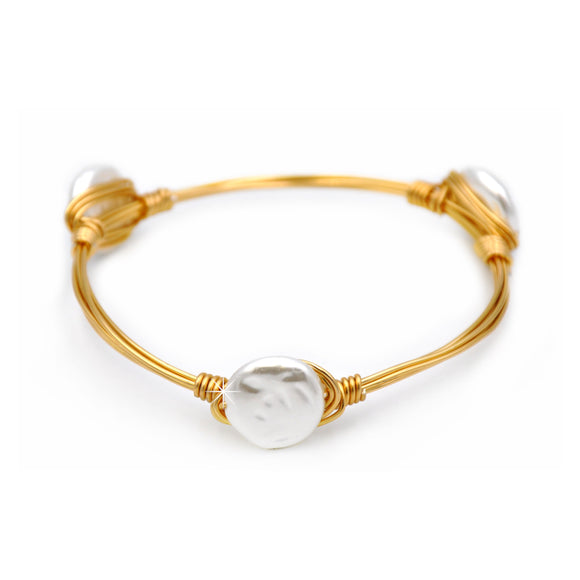 Armband gold Perlen flach A