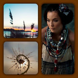 Set Halskette Ohrringe Federn nachtblau 05