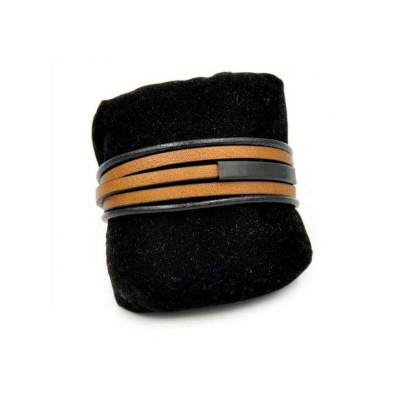 Armband Kunstleder Multilayer Retro schwarz braun