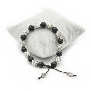 Armband buddha silber schwarz 1