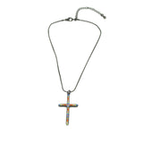 Halskette schwarz Kreuz multi color 3