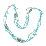Halskette Fimo blau Steine weiss 3