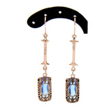 Ohrringe Antik Bronze zirkonia Strass blau