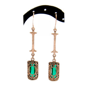 Ohrringe Antik Bronze zirkonia Strass grün blau