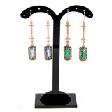 Ohrringe Antik Bronze zirkonia Strass grün blau