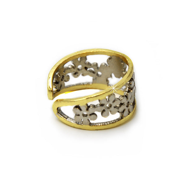 Ring Blumen gold silber