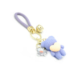 Schlüsselanhänger Teddybär Herz Glöckchen violett