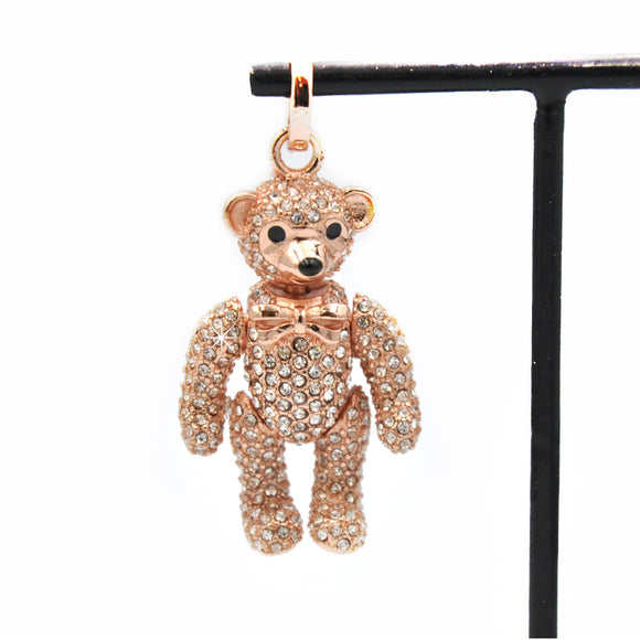 Teddybär in Roségold vergoldet, 925 Sterling Silber mit funkelnden Zirkonias.