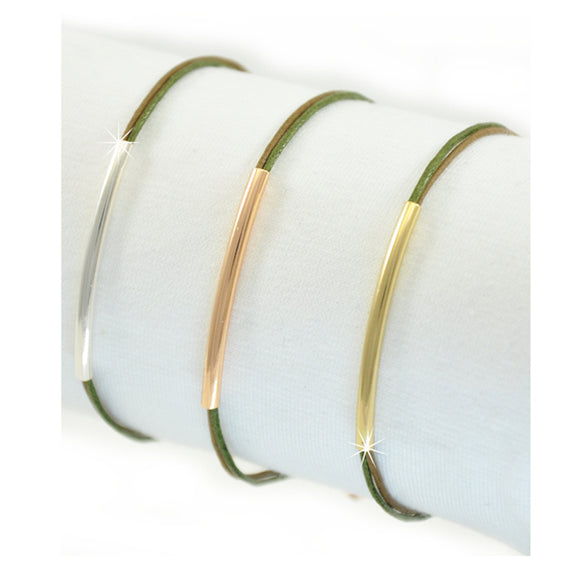 Armband olivegrün Rohr gold silber rosé