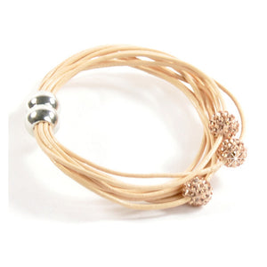 Armband Leder Kugel creme