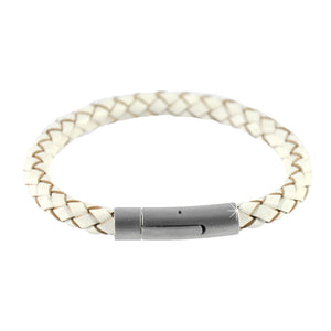 Armband geflochtet Leder weiss