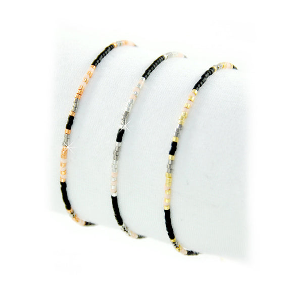 Armband Miyuki schwarz Perlen gold silber roségold