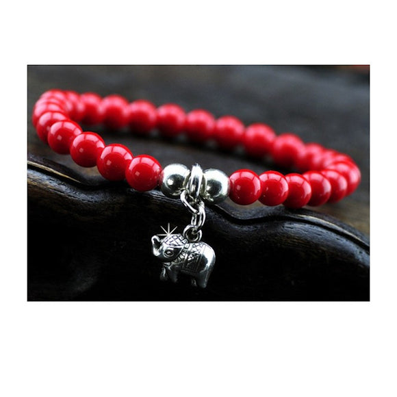 Armband rot Stein Elefant silber