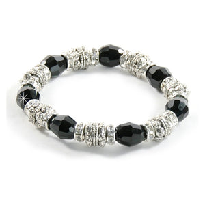 Armband Strass Silberperlen schwarz