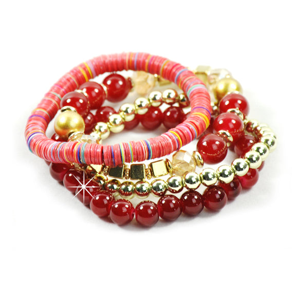 Armband Wachsperlen rot gold