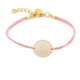 Armband rosa Blumen gold