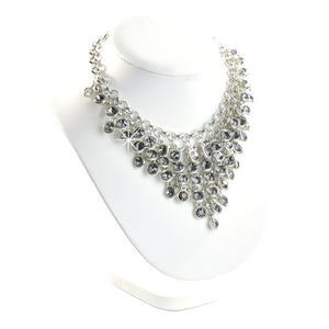 Collier Strasssteine rauchgrau silber