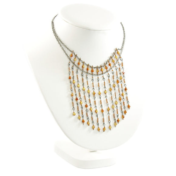 Halskette Fransen Rot Gelb