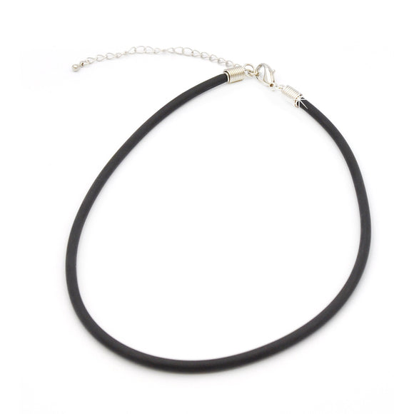 Halsband Kautschuk schwarz silber 4mm