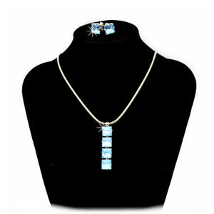 Set Collier Ohrstecker hellblau