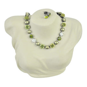 Set Collier Ohrstecker grün