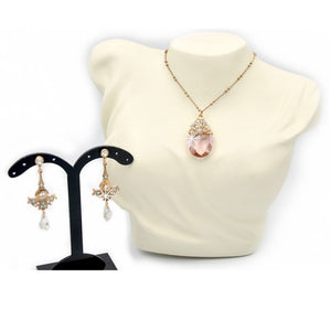 Set Halskette Ohrringe 24 Karat vergoldet Tropf Rosa