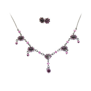 Set Halskette Ohrstecker lila violett rosa Barock