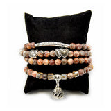 Wickelarmband Buddha rot silber Herz Blume A