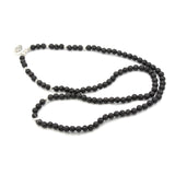 Wickelarmband Lavastein schwarz Lotus Blume silber B