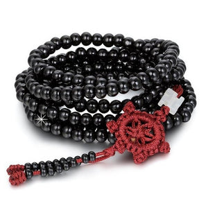 Wickelarmband Halskette Mala Holz Gebetsperlen Schwarz