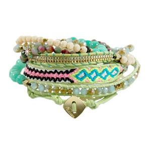 Wickelarmband Armband Leder Hippie türkis