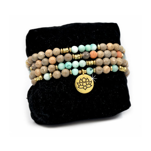 Wickelarmband Halskette Woodjaspis Lotus 1